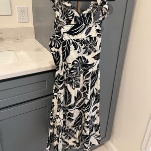 Open Back Black Floral Dress